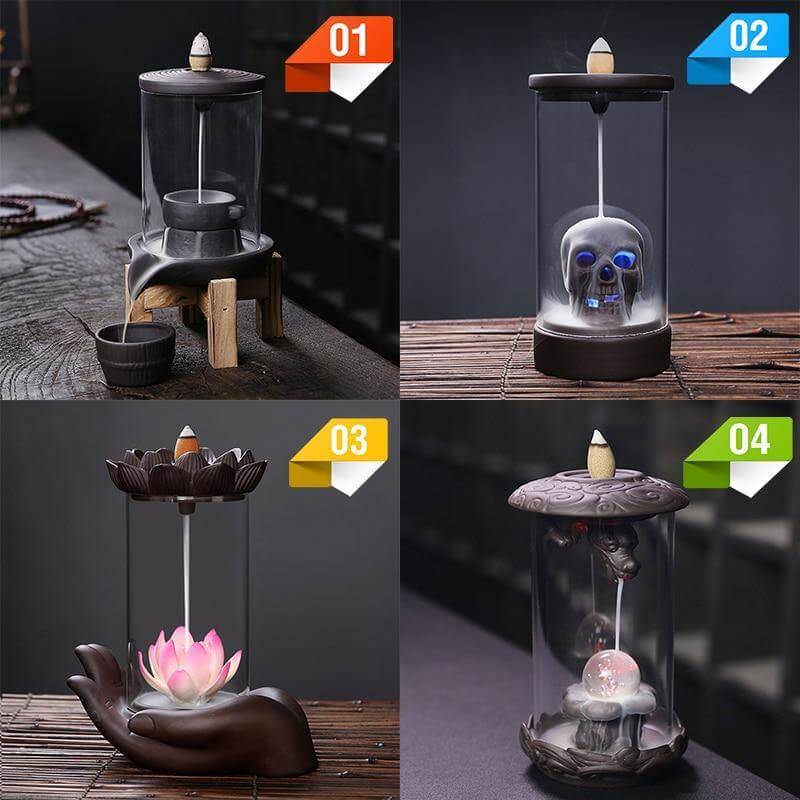 Feng Shui Ceramic Dragon Waterfall Incense Burner - Image 2
