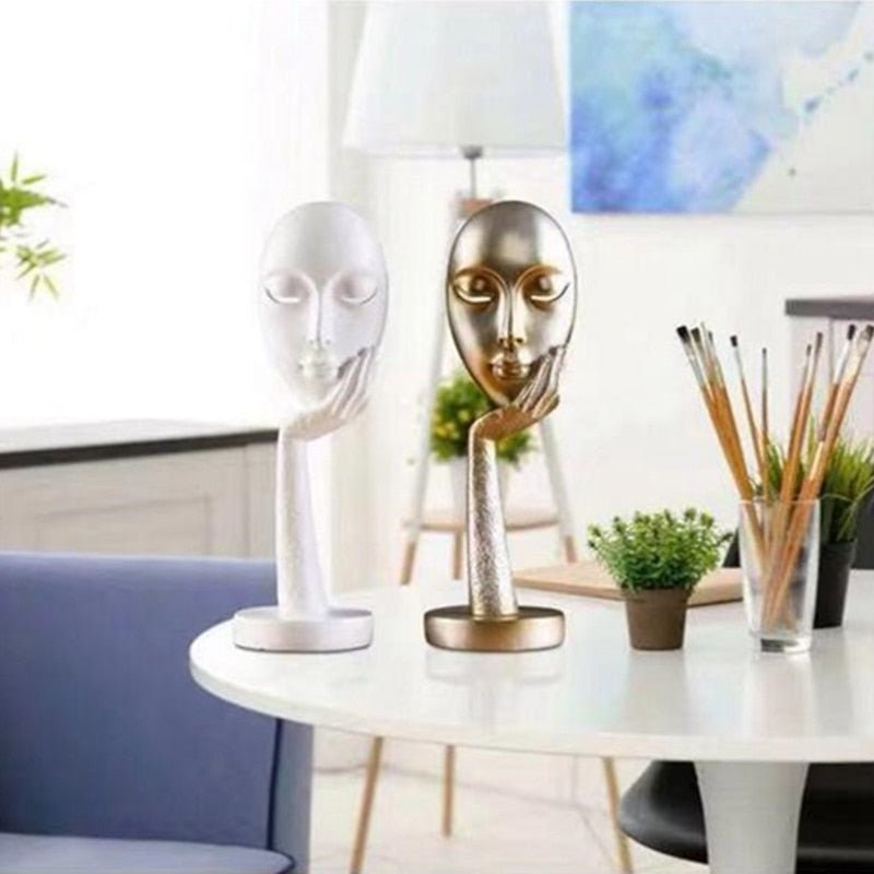 Modern Abstract Human Face Art Statue - Image 5