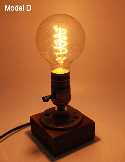Vintage Industrial Wooden Dimmable Table Lamp - Image 8
