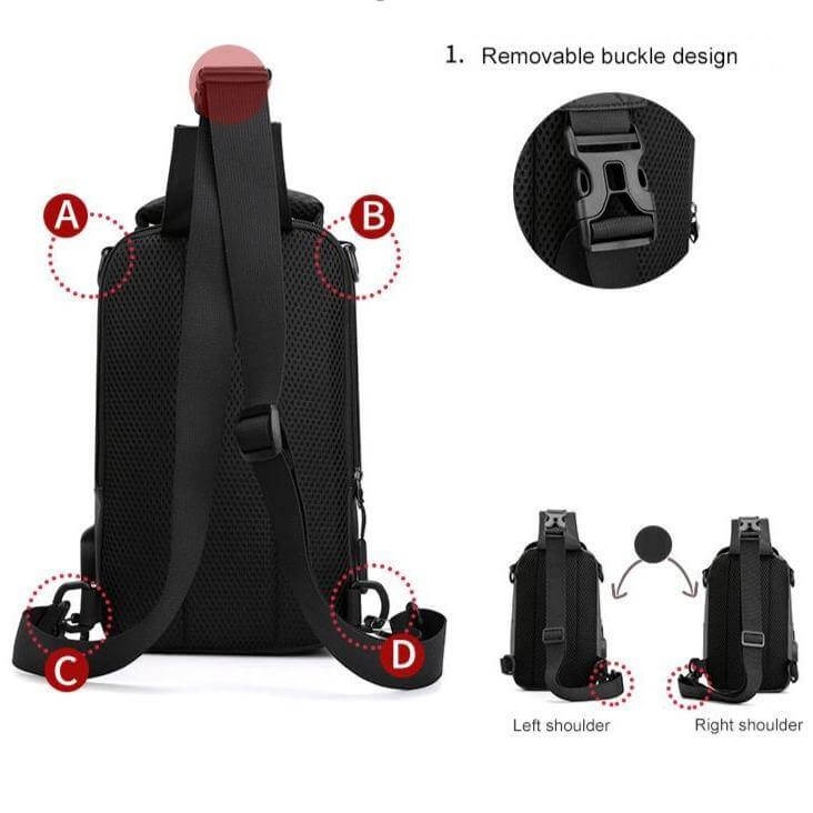 Waterproof USB Cross Body Shoulder Bag - Image 7