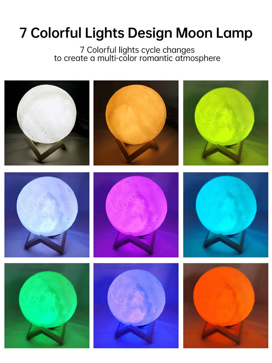 3D Light Touch Switch Rechargeable Moon Night Lamp - Image 7