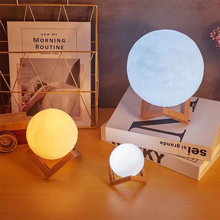 3D Light Touch Switch Rechargeable Moon Night Lamp - Image 0