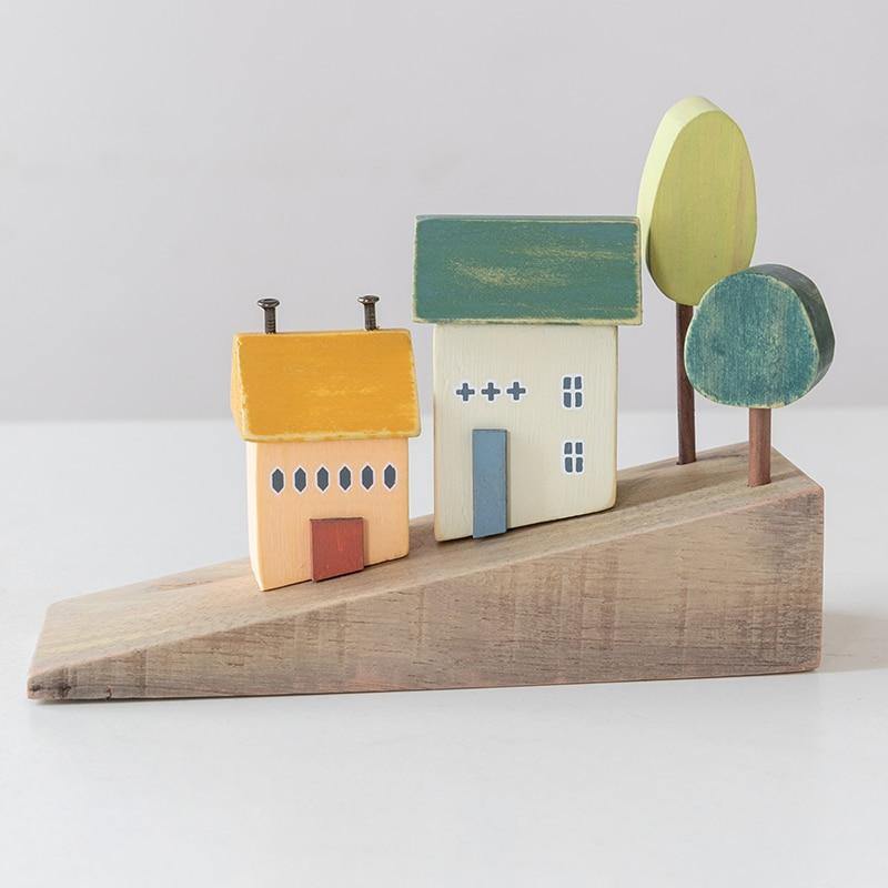 Nordic Wooden Miniature Hilly Neighborhood Home Decor - Image 0