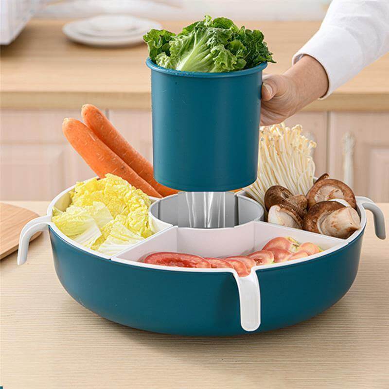Rotatable Vegetable Drain Basket Serving Tray - Image 5
