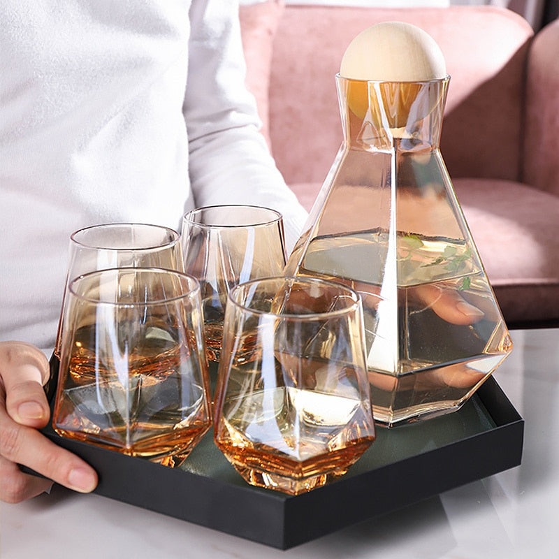 Diamond Shaped Clear Glass Pitcher Set - Image 18