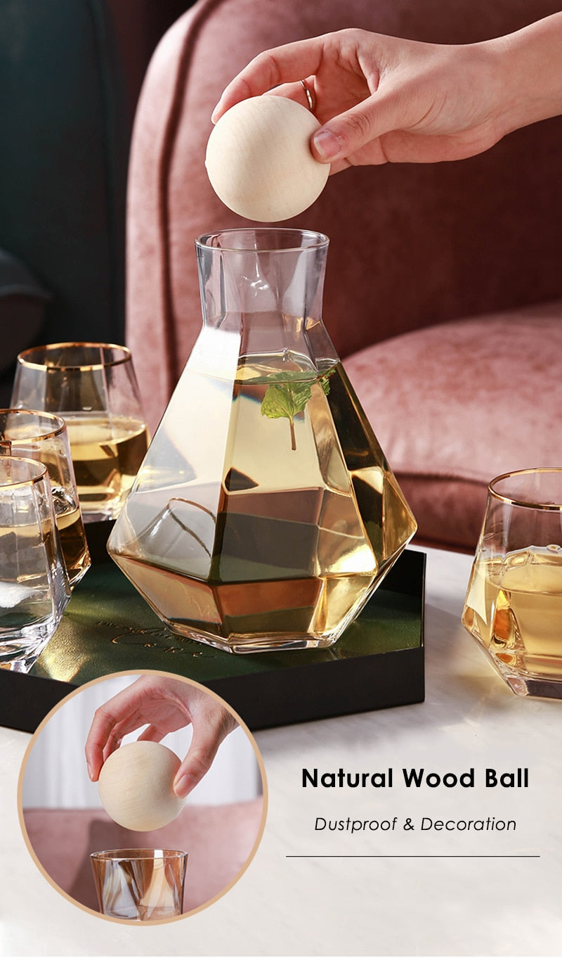 Diamond Shaped Clear Glass Pitcher Set - Image 6