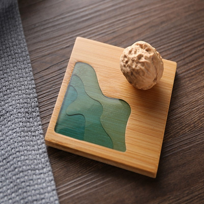 Water Art Insulated Bamboo Coasters - Image 4