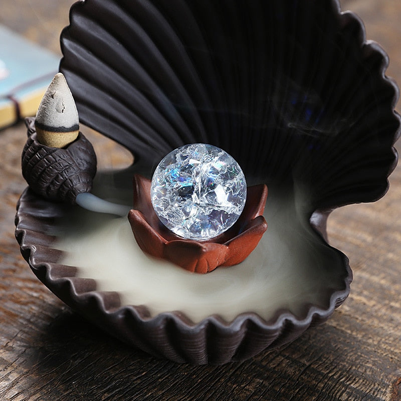 Ceramic Shell Incense Holder Led Lamp - Image 2