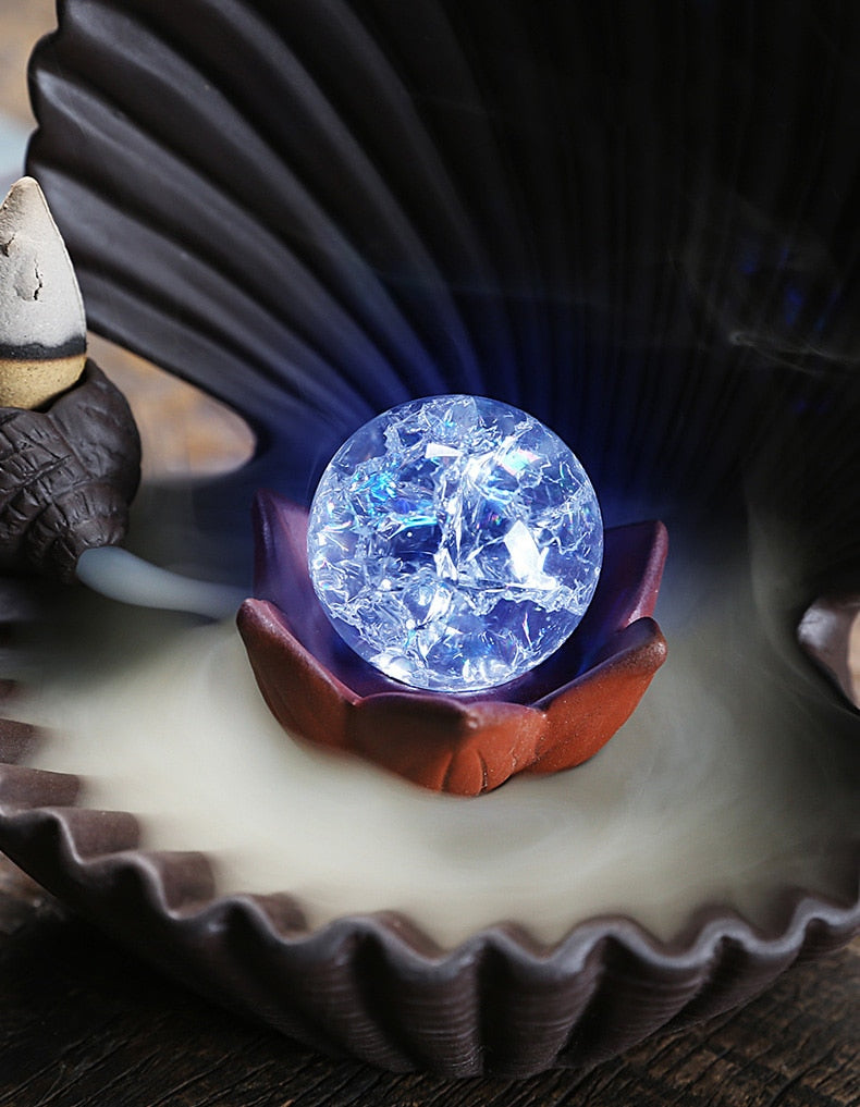 Ceramic Shell Incense Holder Led Lamp - Image 1