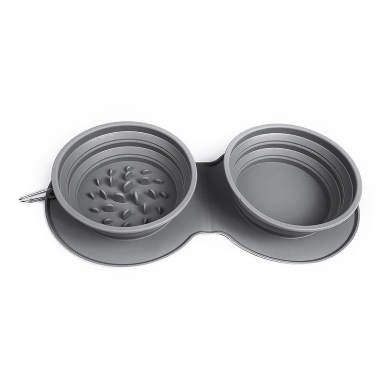 Foldable Travel Pet Double Feeding Bowl - Image 1