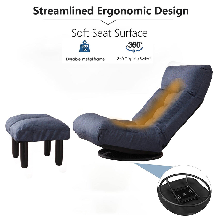 Multi-Functional Reclining Single Floor Chair with Ottoman - Image 6