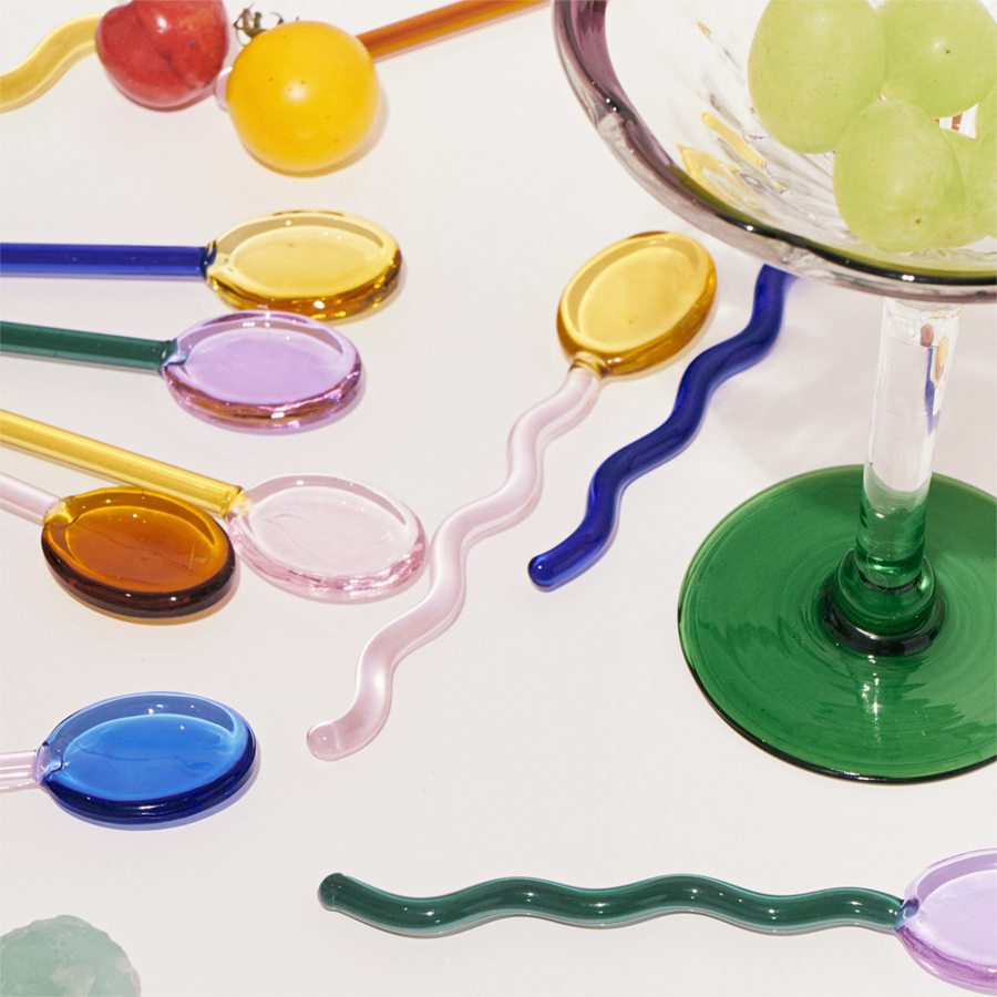 Fun Wavy Glass Dessert Spoons - Image 0