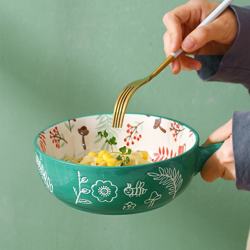 Handmade Animal Flower Large Ceramic Bowl - Image 4