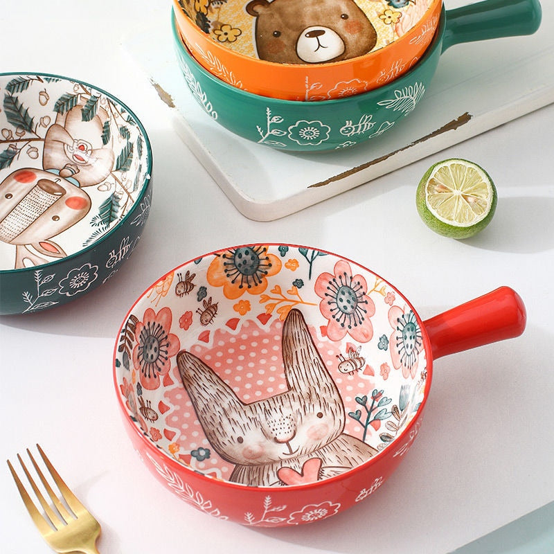 Handmade Animal Flower Large Ceramic Bowl - Image 2