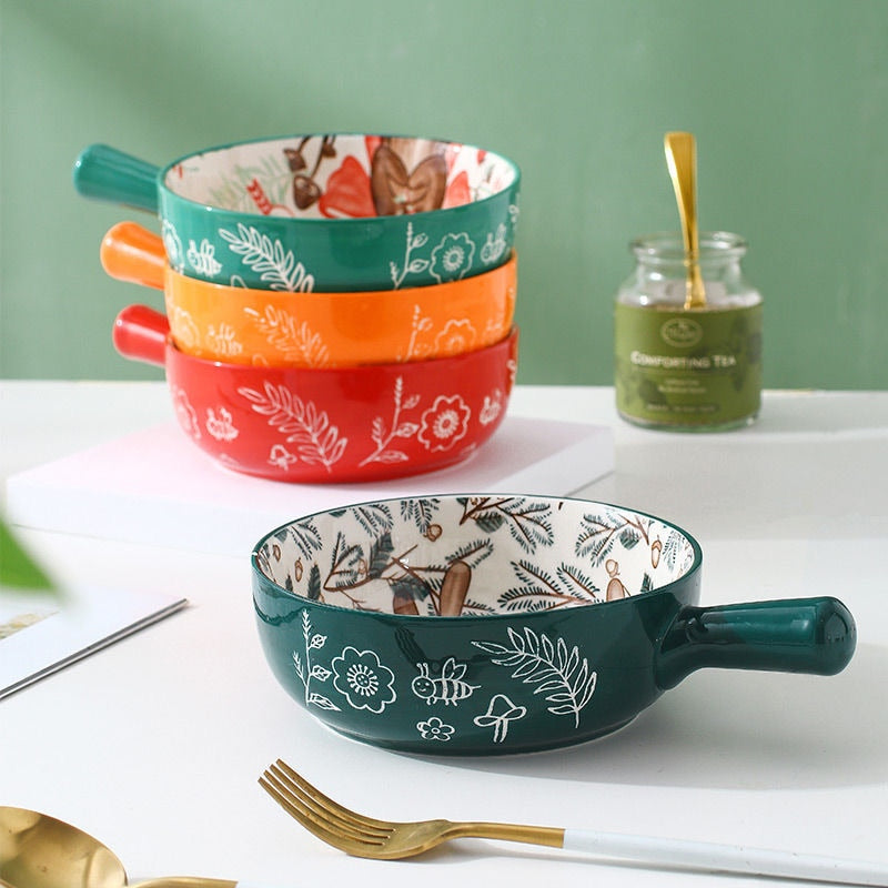 Handmade Animal Flower Large Ceramic Bowl - Image 1
