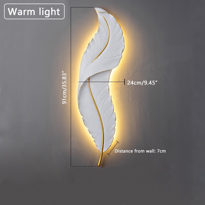 Nordic Elegant Feather Led Wall Lamp - Image 2