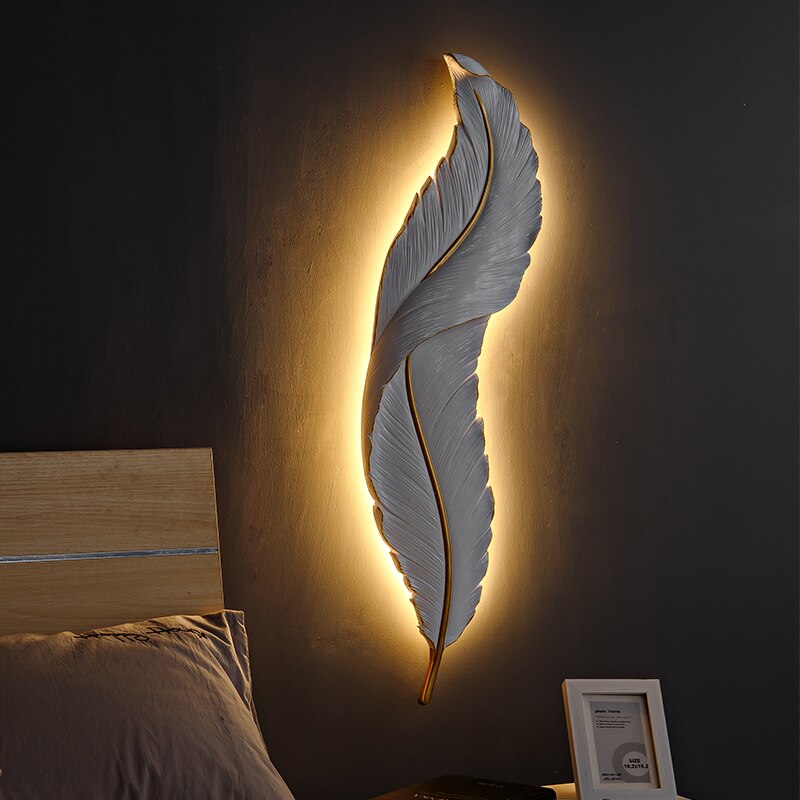 Nordic Elegant Feather Led Wall Lamp - Image 1