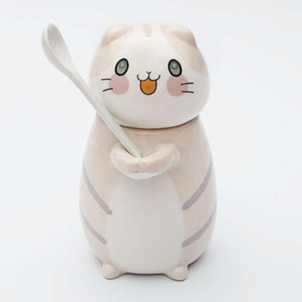 Cute Cat Handmade Coffee Mugs with Spoon - Image 3