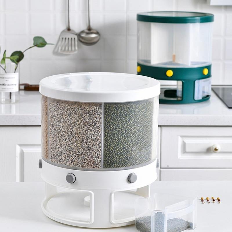 6 Grid Rotating Rice Storage Box Dispenser - Image 9