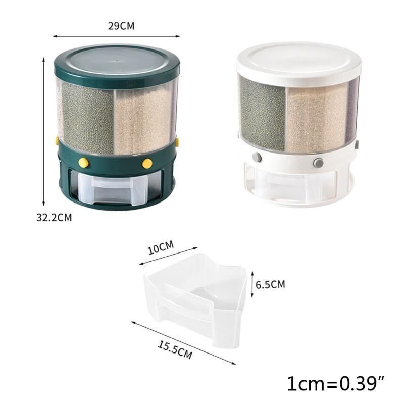 6 Grid Rotating Rice Storage Box Dispenser - Image 8