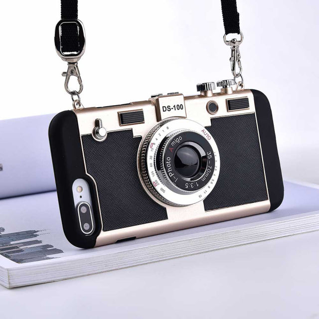 Retro Camera Silicone Iphone Cases With Long Strap Rope - Image 4