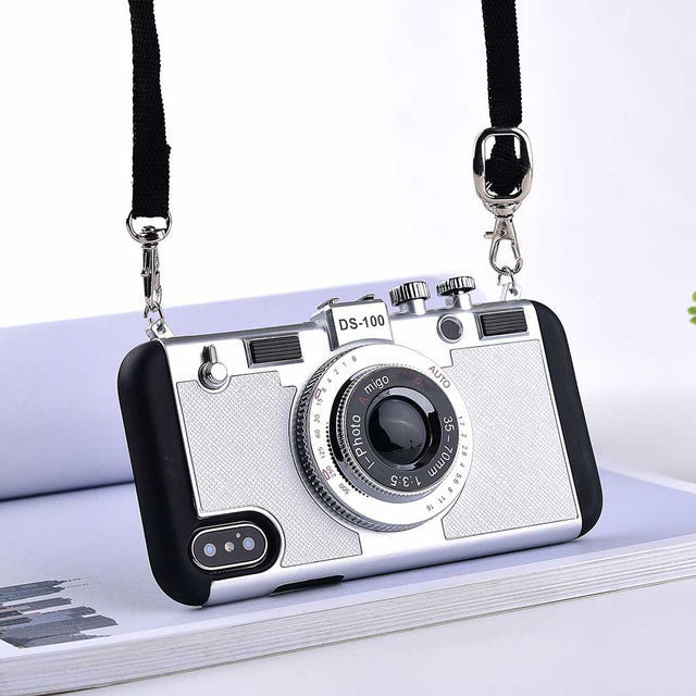 Retro Camera Silicone Iphone Cases With Long Strap Rope - Image 3