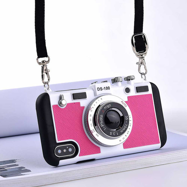 Retro Camera Silicone Iphone Cases With Long Strap Rope - Image 5