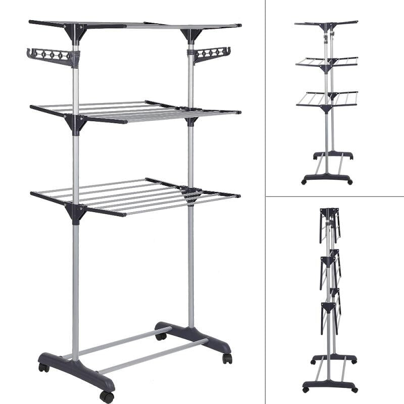 Foldable Multi-Layer Clothes Hanger Rack Stand - Image 3
