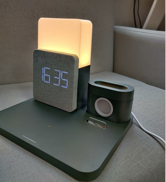 Modern Alarm Clock Wireless Charger Desk Lamp - Image 1