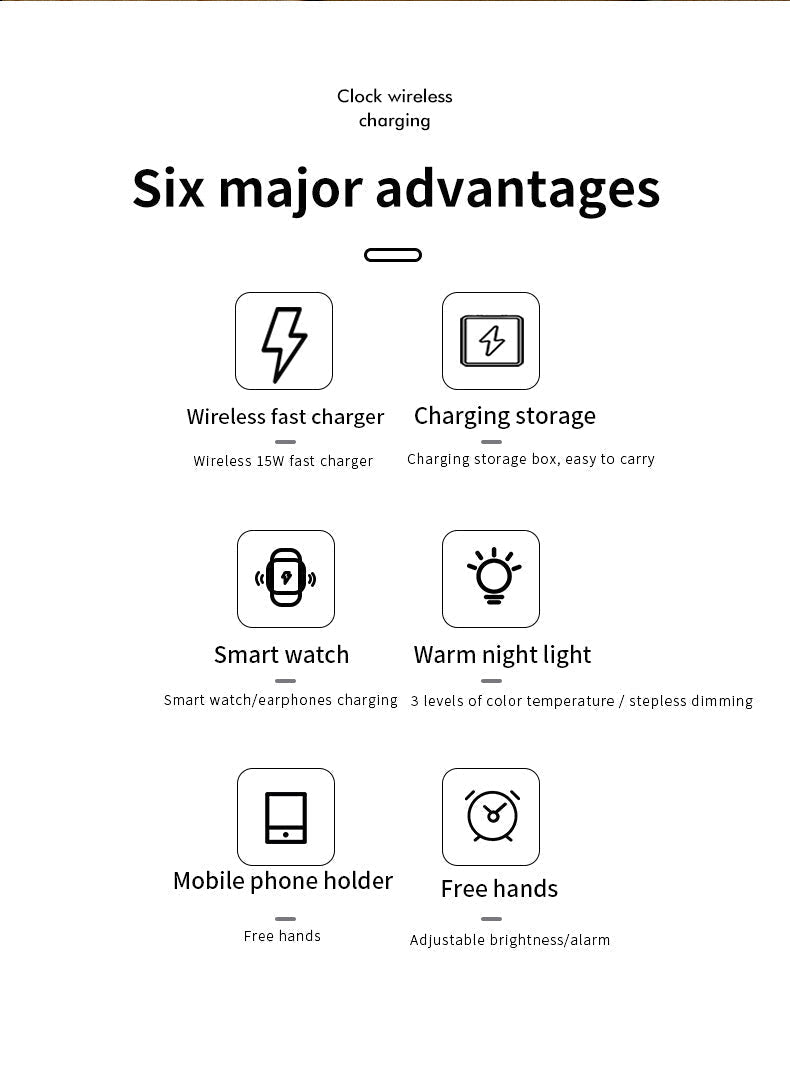 Modern Alarm Clock Wireless Charger Desk Lamp - Image 9