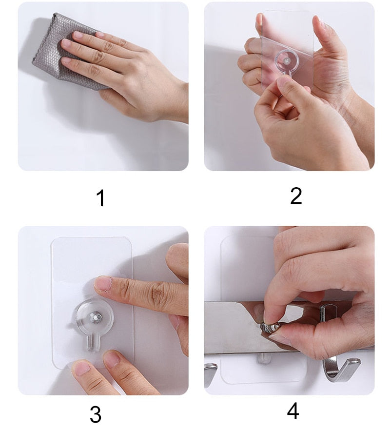 10pcs Heavy Duty Punch-Free Transparent Sticky Hanger - Image 19