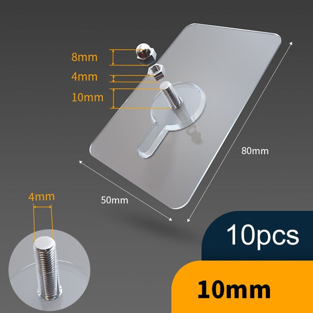 10pcs Heavy Duty Punch-Free Transparent Sticky Hanger - Image 11