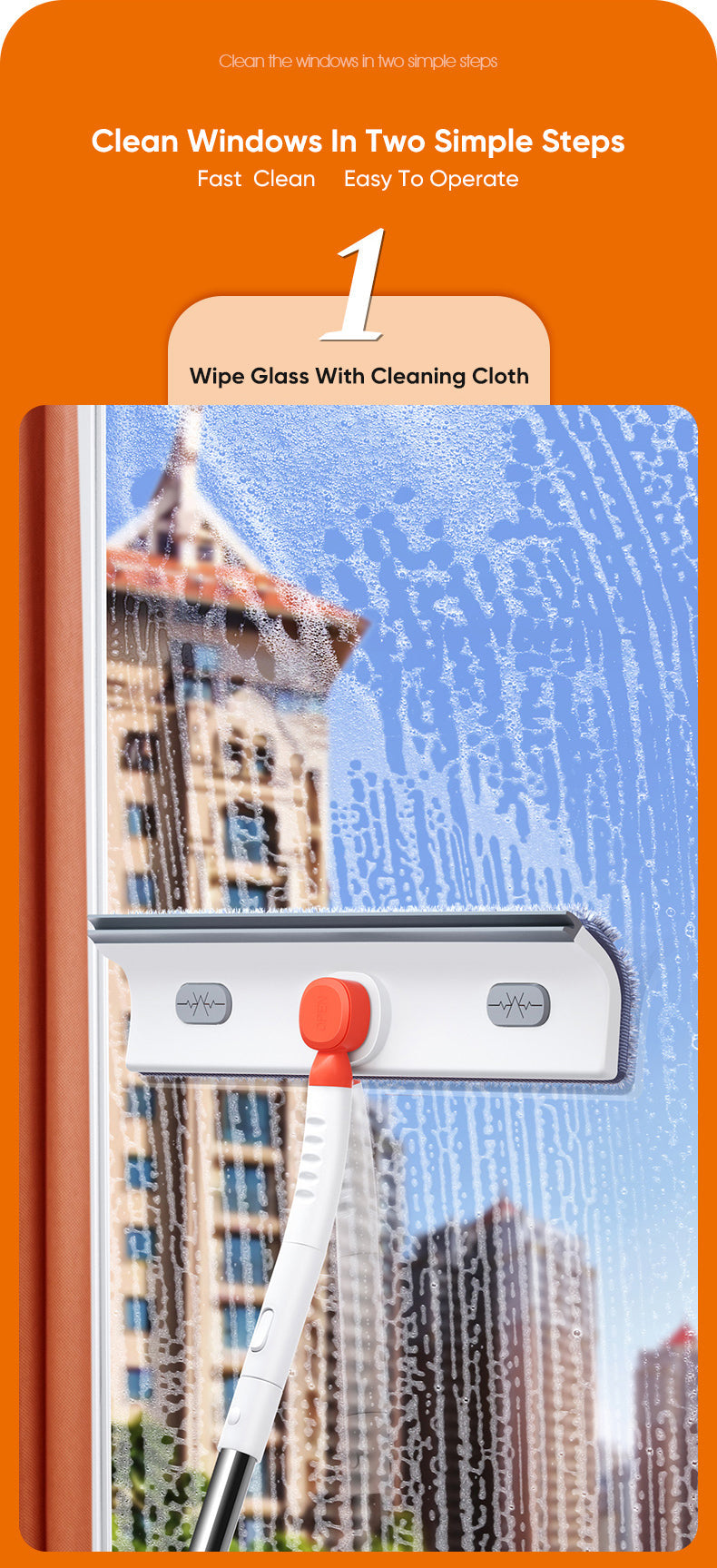 Adjustable Telescopic Long Handle Window Scraper Brush - Image 6