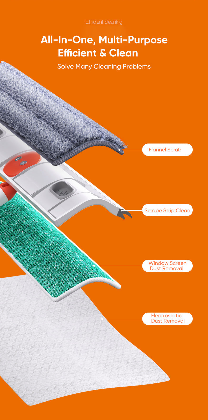 Adjustable Telescopic Long Handle Window Scraper Brush - Image 12