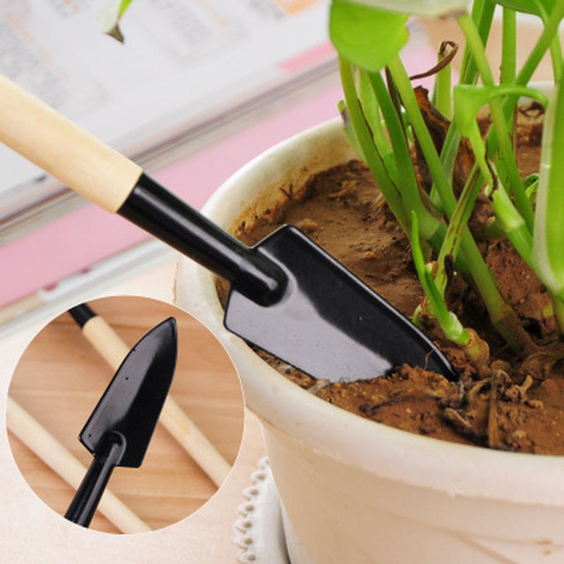 Wooden Mini Balcony Gardening Tool Set - Image 1