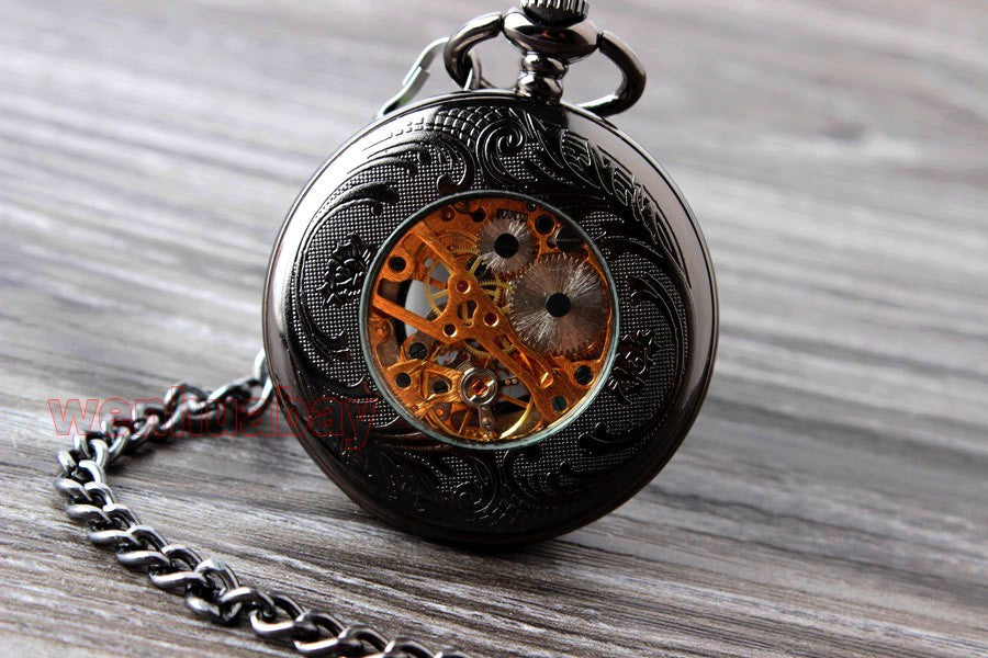 Retro Elegant Fire Black Pocket Watch - Image 12