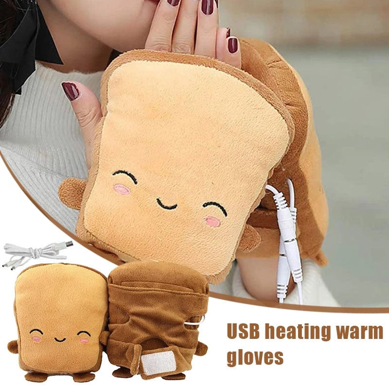 Toast Shape Fingerless Hand Warmer Gloves - Image 2