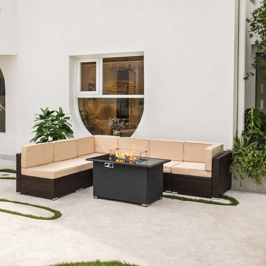 Elegant Blue Stone Fire Pit Table - Image 1