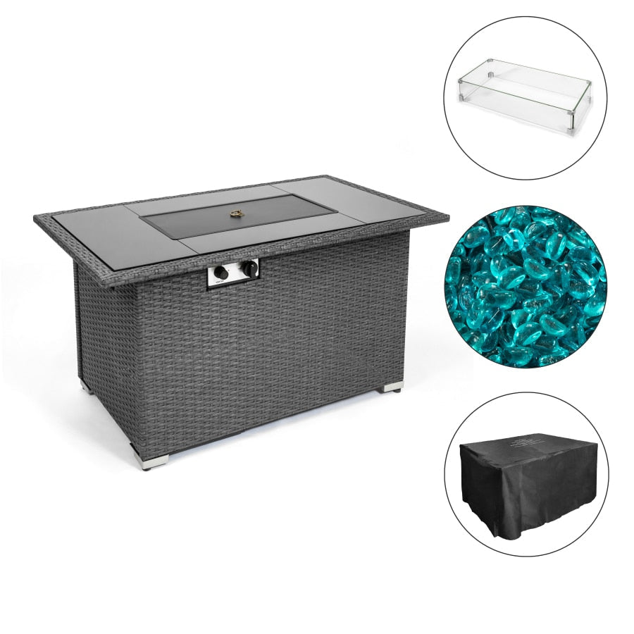 Elegant Blue Stone Fire Pit Table - Image 4