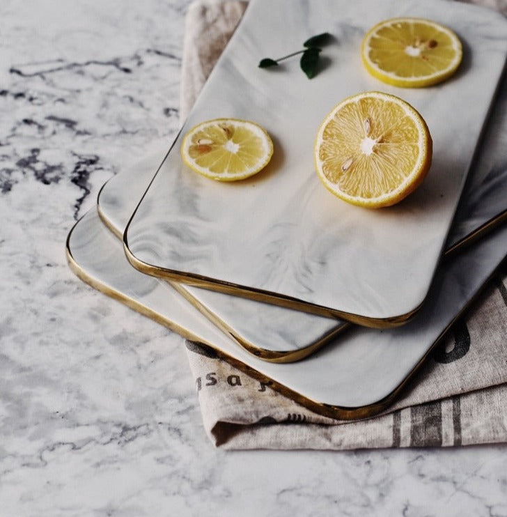 Elegant White Marble Ceramic Cutting Board - Image 2