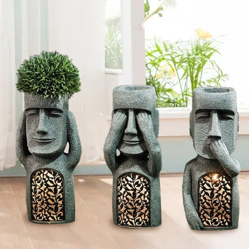 Easter Island Statue Garden Flower Pot - Image 1