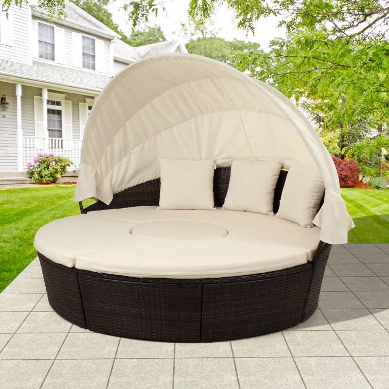 Retractable Sectional Canopy Outdoor Sofa Set - Image 1
