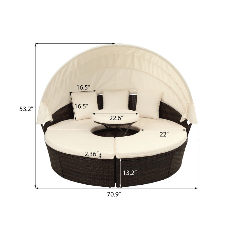 Retractable Sectional Canopy Outdoor Sofa Set - Image 4