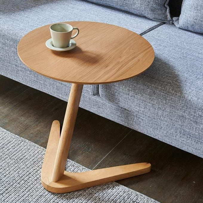 Elegant Wooden Sofa Side Round Desk - Image 0