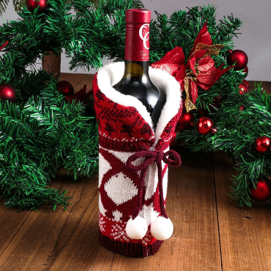 Knitted Christmas Bottle Cover - Image 1