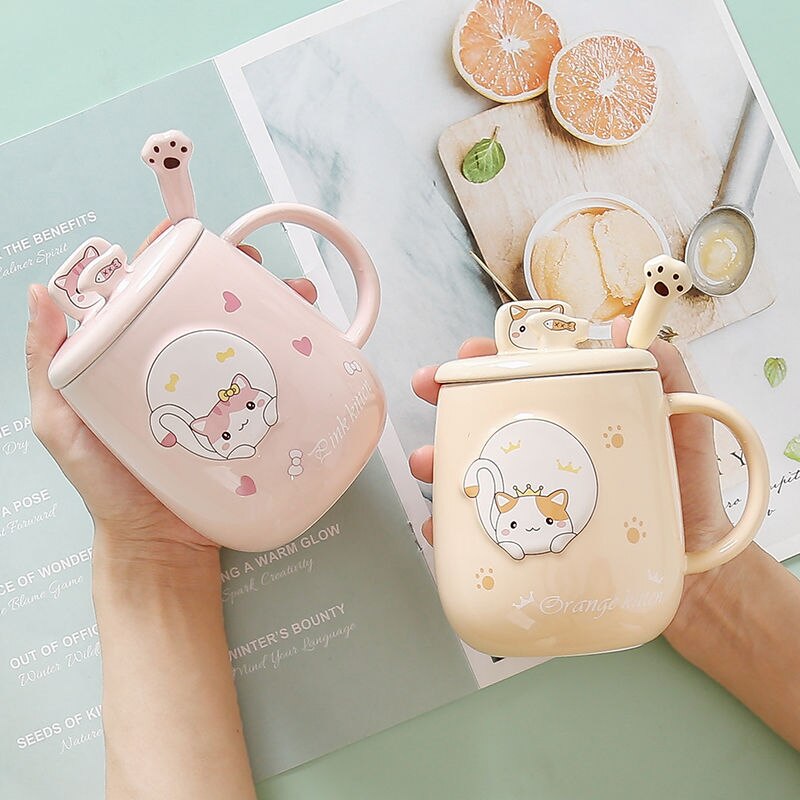 Cute Cartoon Kitty Mug Set - Image 5