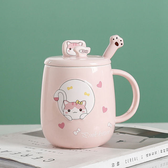 Cute Cartoon Kitty Mug Set - Image 3