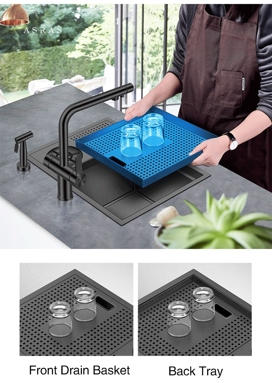 Elegant Black Nano Smart Kitchen Sink - Image 4