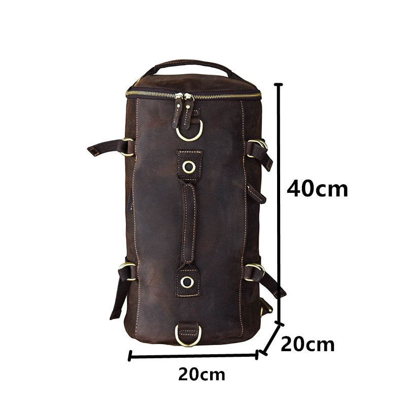 Vintage Leather Shoulder Men's Backpack - Image 3