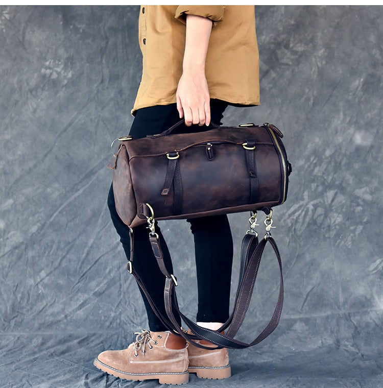 Vintage Leather Shoulder Men's Backpack - Image 10
